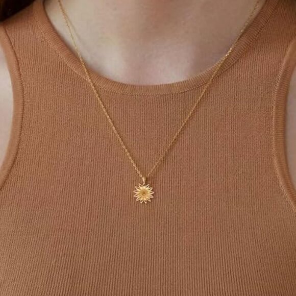Neiman Marcus 14k Gold Plated Sunflower Necklace - Picture 1 of 5